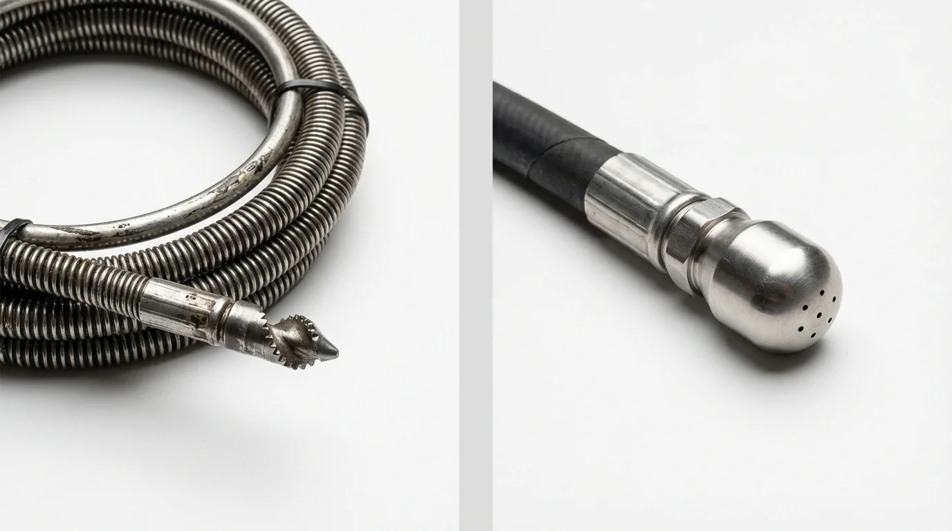 Drain snake cable and hydro jetting nozzle used for drain cleaning in Sheridan, AR